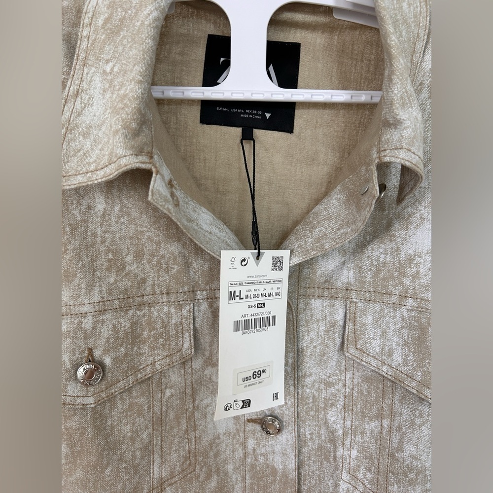 NWT Zara Printed oversized linen blend jacket - Picture 9 of 14